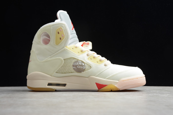 OFF-WHITE x Air Jordan 5 White Fire Red CT8480-002