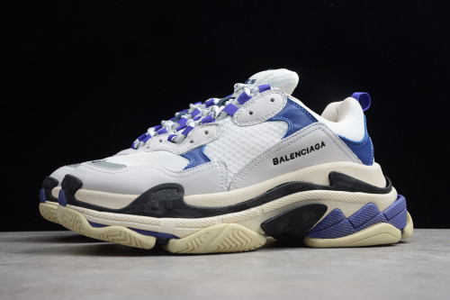 Balenciaga Triple-S Sneaker White Gray Dark Blue Purple 490672 W09O5 1005