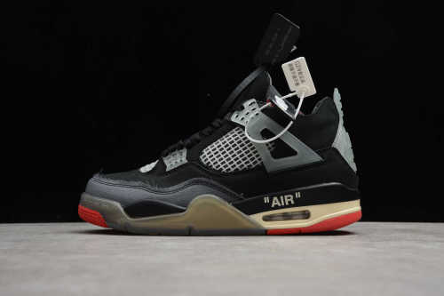 Off-White x Air Jordan 4 Retro Black Red CV9388-001