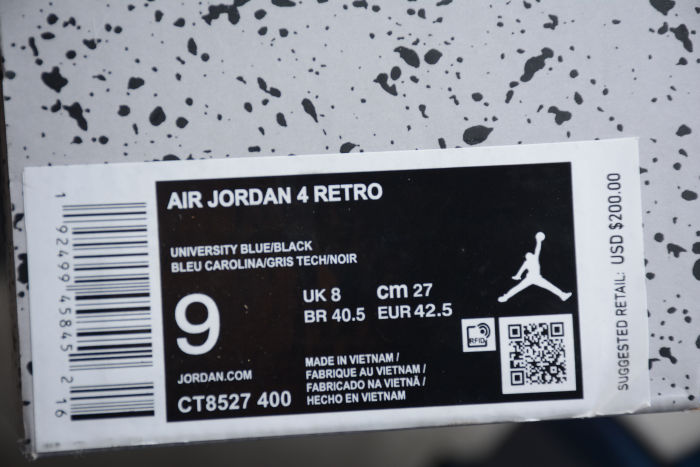 Air Jordan 4 Retro “University Blue” CT8527-400