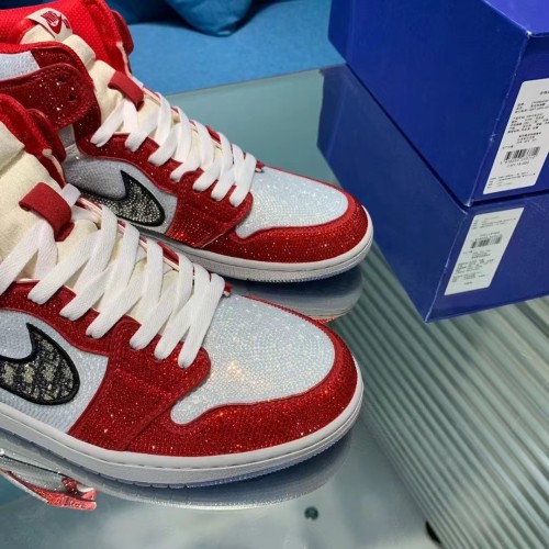 Air Jordan 1 Diamond DIY Red White