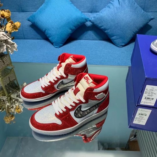 Air Jordan 1 Diamond DIY Red White