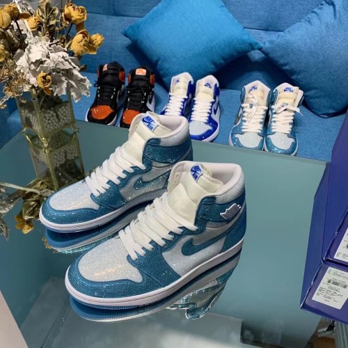 Air Jordan 1 Diamond DIY Blue White