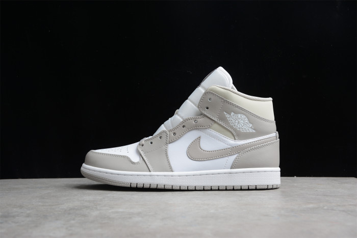 Air Jordan 1 Mid Linen College Grey Light Bone White 554724-082