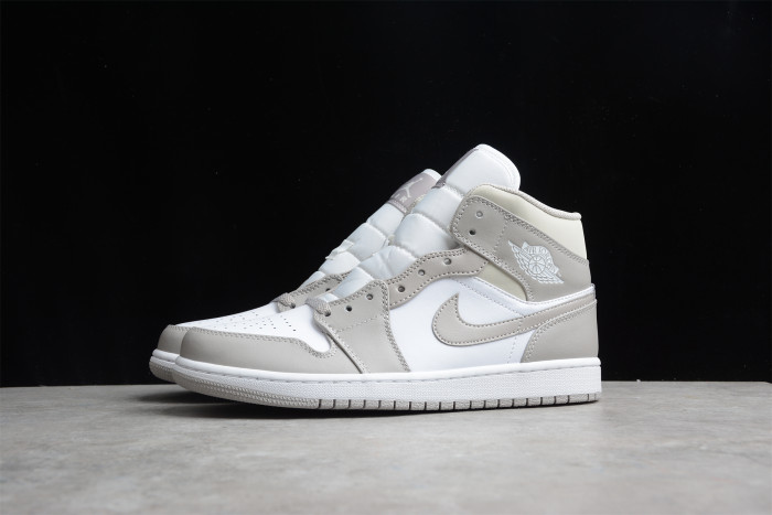 Air Jordan 1 Mid Linen College Grey Light Bone White 554724-082