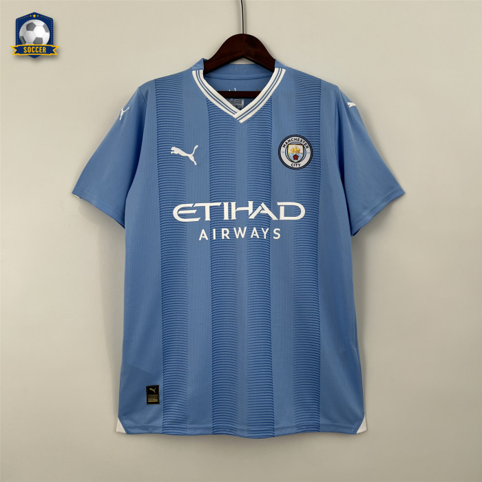 Manchester City Home Man Jersey 23/24 With CHAMPIONS OF EUROPE 23 Printing