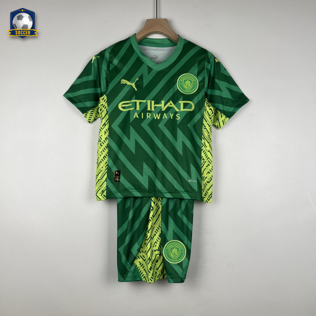 Manchester City Kids Goalkeeper Jersey 23/24 Green