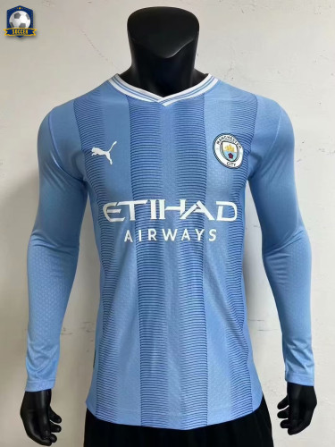 Manchester City Home Player Version Long Sleeve Jersey 23/24