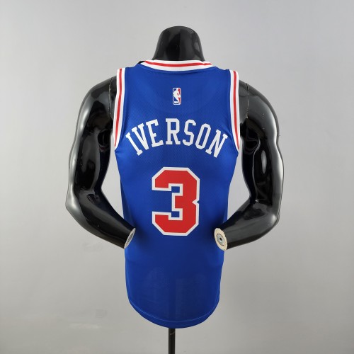 Allen Iverson Philadelphia 76ers Swingman Crew Neck Blue Jersey