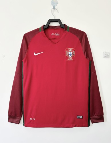 Portugal Retro Home Long Sleeve  Jersey 2016