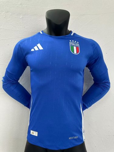 Italy Euro 2024 Home Player Version Long Sleeve Jersey