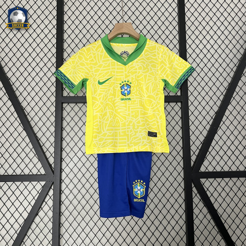 Brazil 2024 Copa America Home Kids Suit