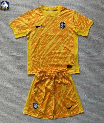 Netherlands Euro 2024 Yellow Goalkeeper Kids Suit