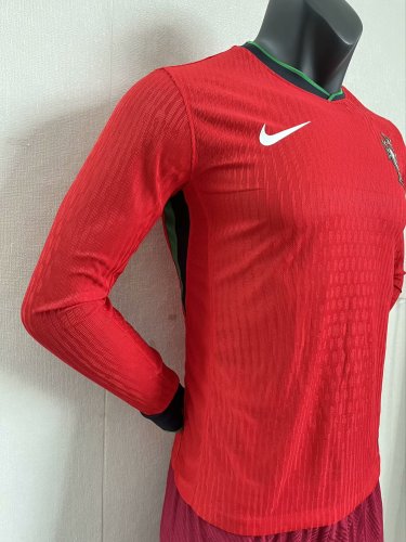 Portugal Euro 2024 Home Player Version Long Sleeve Jersey