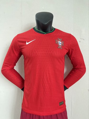 Portugal Euro 2024 Home Player Version Long Sleeve Jersey