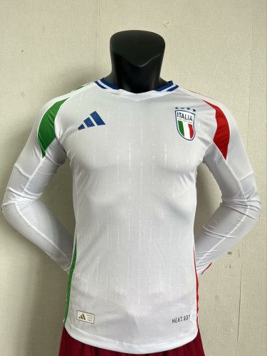 Italy Euro 2024 Away Player Version Long Sleeve Jersey