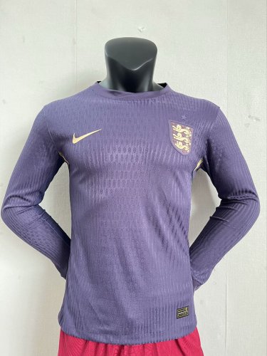 England Euro 2024  Away Player Version Long Sleeve Jersey