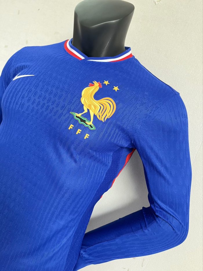France Euro 2024  Home Player Version Long Sleeve Jersey