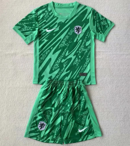 Netherlands Euro 2024 Green Goalkeeper Kids Suit