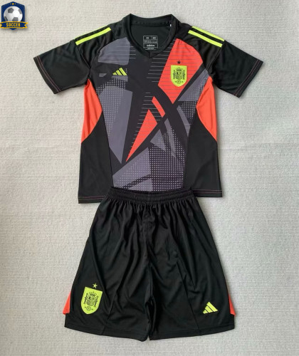 Spain Euro 2024 Black Goalkeeper Kids Suit