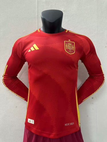 Spain Euro 2024 Home Player Version Long Sleeve Jersey