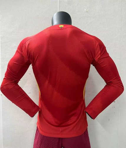 Spain Euro 2024 Home Player Version Long Sleeve Jersey