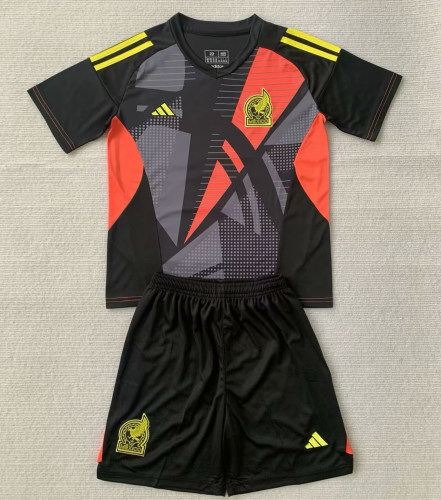 Mexico 2024 Copa America Black Goalkeeper Kids Suit