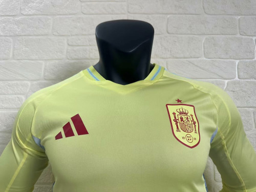 Spain Euro 2024 Away Player Version Long Sleeve Jersey