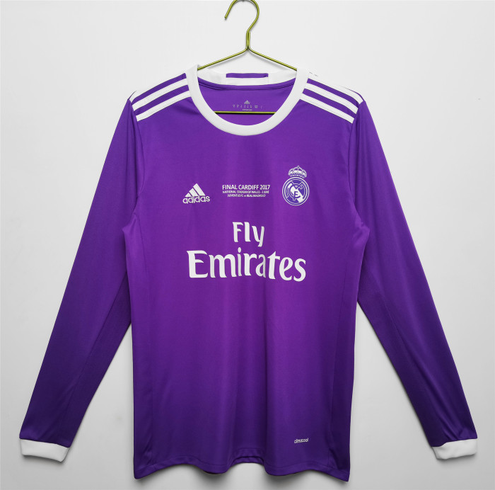 Real Madrid Away Champions League Final Away Retro Long Sleeves Jersey 16/17