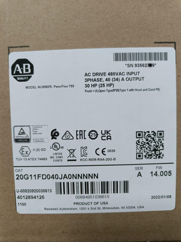 20G11FD040JA0NNNNN Allen Bradley PowerFlex 755 AC Packaged Drive