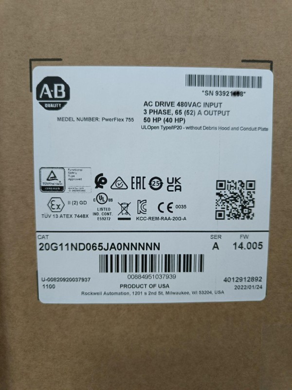 New sealed 20G11ND065JA0NNNNN Allen Bradley PowerFlex 755 AC Packaged Drive