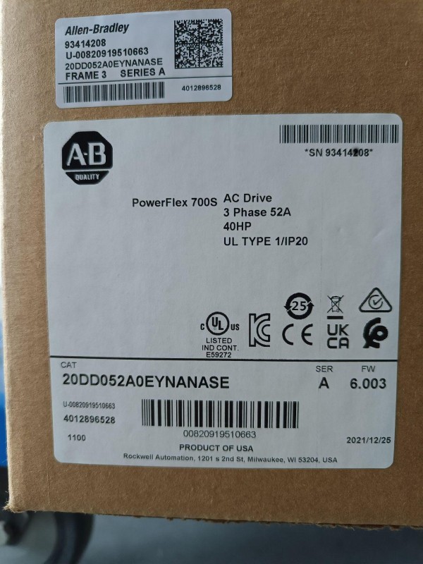 New sealed 20F1ANC260JA0NNNNN Allen Bradley PowerFlex 753 AC Packaged Drive