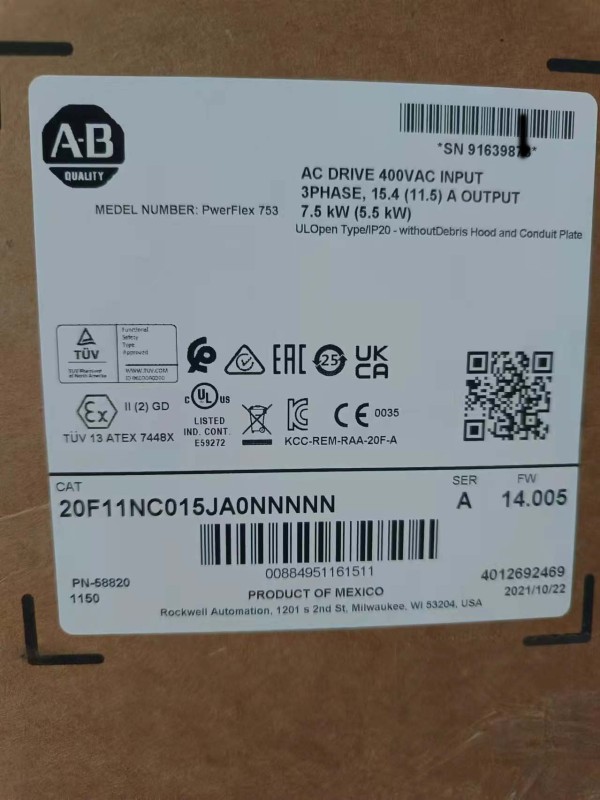 New sealed 20F11NC015JA0NNNNN Allen Bradley PowerFlex 753 AC Packaged Drive