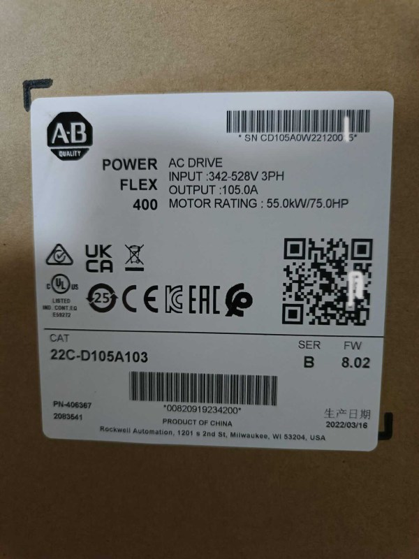 New sealed Allen Bradley 22C-D105A103 PowerFlex 400 Fan & Pump Drive 480 VAC