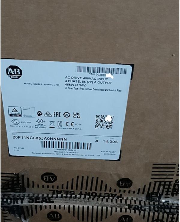 New sealed 20F11NC085JA0NNNNN Allen Bradley PowerFlex 753 AC Packaged Drive