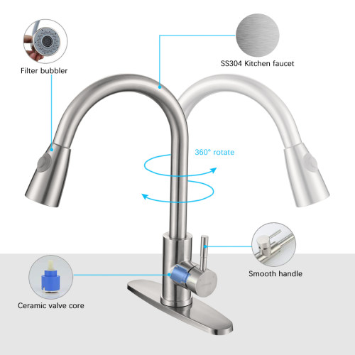 Single Handle Kitchen Faucet With Pull Down Sprayer Brushed Nickel