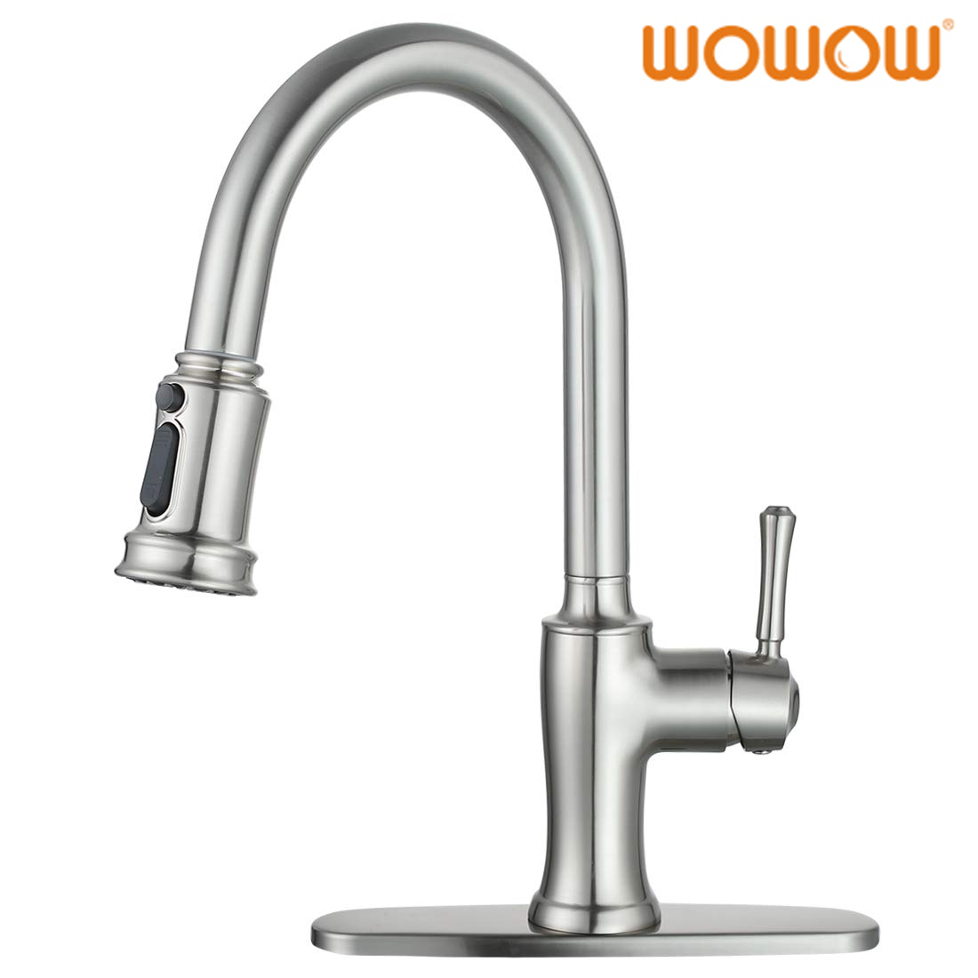 WOWOW Brushed Nickel Pull Down Kitchen Faucet
