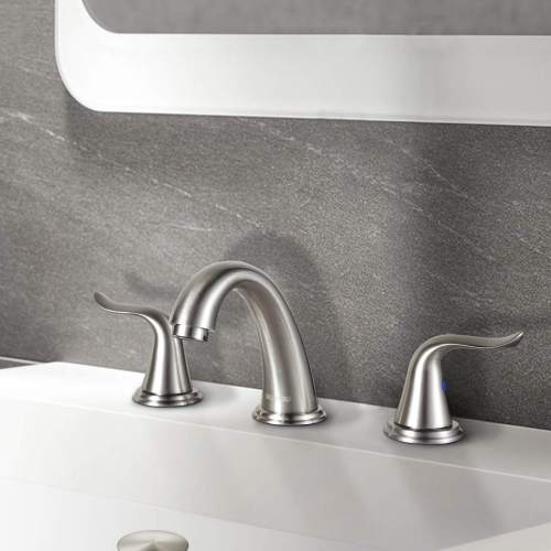 Faucet Bathroom Brushed Nickel 2 Handle Lever Widespread Stainless