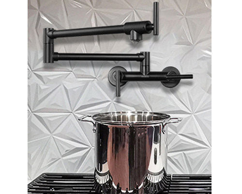 Wowow Black Pot Filler Faucet For Hot And Cold Water Folding