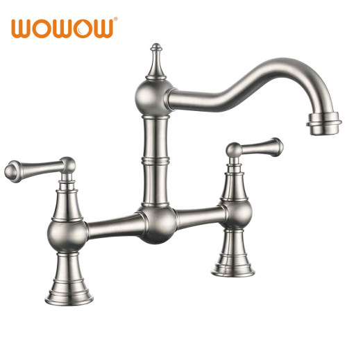 Brass 2 Handle Widespread 8 Kitchen Faucet Bridge Copper
