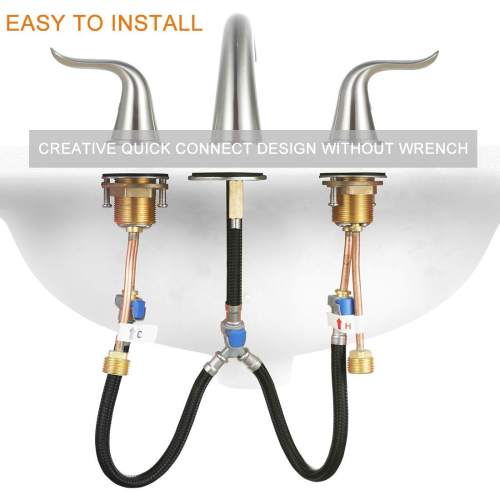 Wowow Black Widespread Faucet 8 Inch Bathroom Faucet With Pop Up Drain