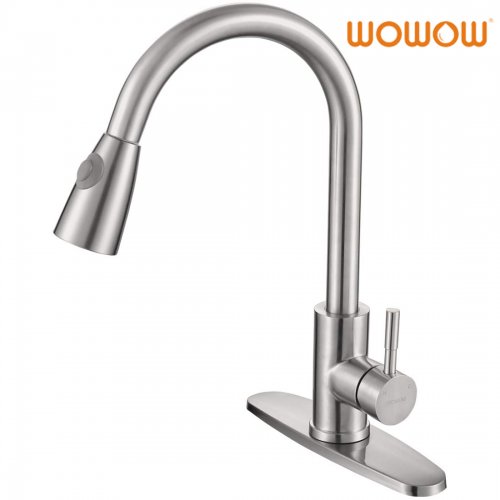 Single Handle Kitchen Faucet With Pull Down Sprayer Brushed Nickel