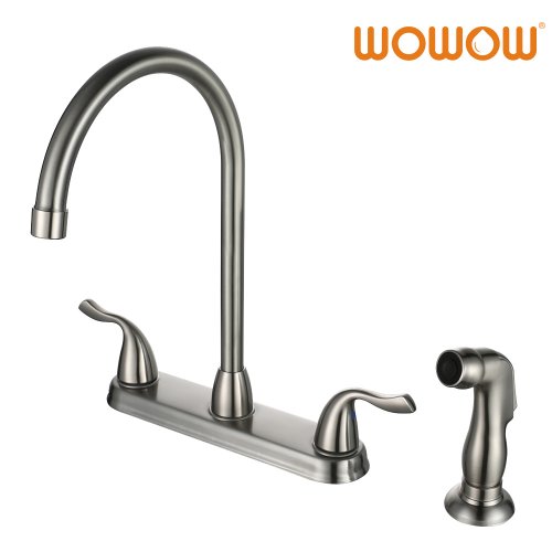 Wowow Kitchen Faucet With Sprayer High Arch Stainless Steel 2 Handle 4 Hole Brushed Nickel 23118a4 Wowow Kitchen Faucet With Sprayer High Arch Stainless Steel 2 Handle 4 Hole Brushed Nickel 23118a4