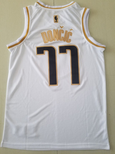 Dallas Mavericks Luka Dončić 77 White Golden Edition Jersey