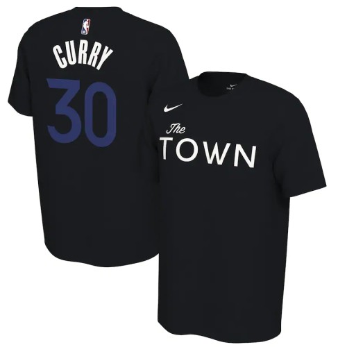 Men's Golden State Warriors Stephen Curry Black Earned Edition Name & Number T-Shirt