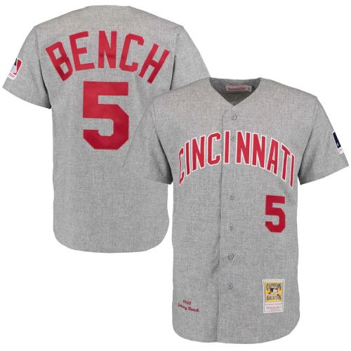 Men's 1969 Johnny Bench Gray Throwback Jersey