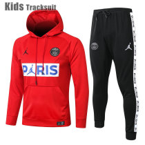 Kids PSG 20/21 Hoodie Tracksuit Red E450#