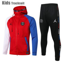 Kids PSG 20/21 Hoodie Tracksuit Red E473#