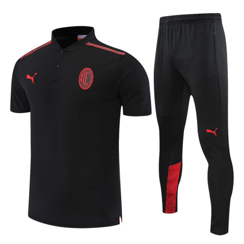 AC Milan 21/22 Pre-Match Polo Kit Black