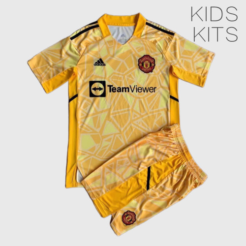 Kids Man Utd 22/23 Goalkeeper Jersey and Short Kit - Yellow